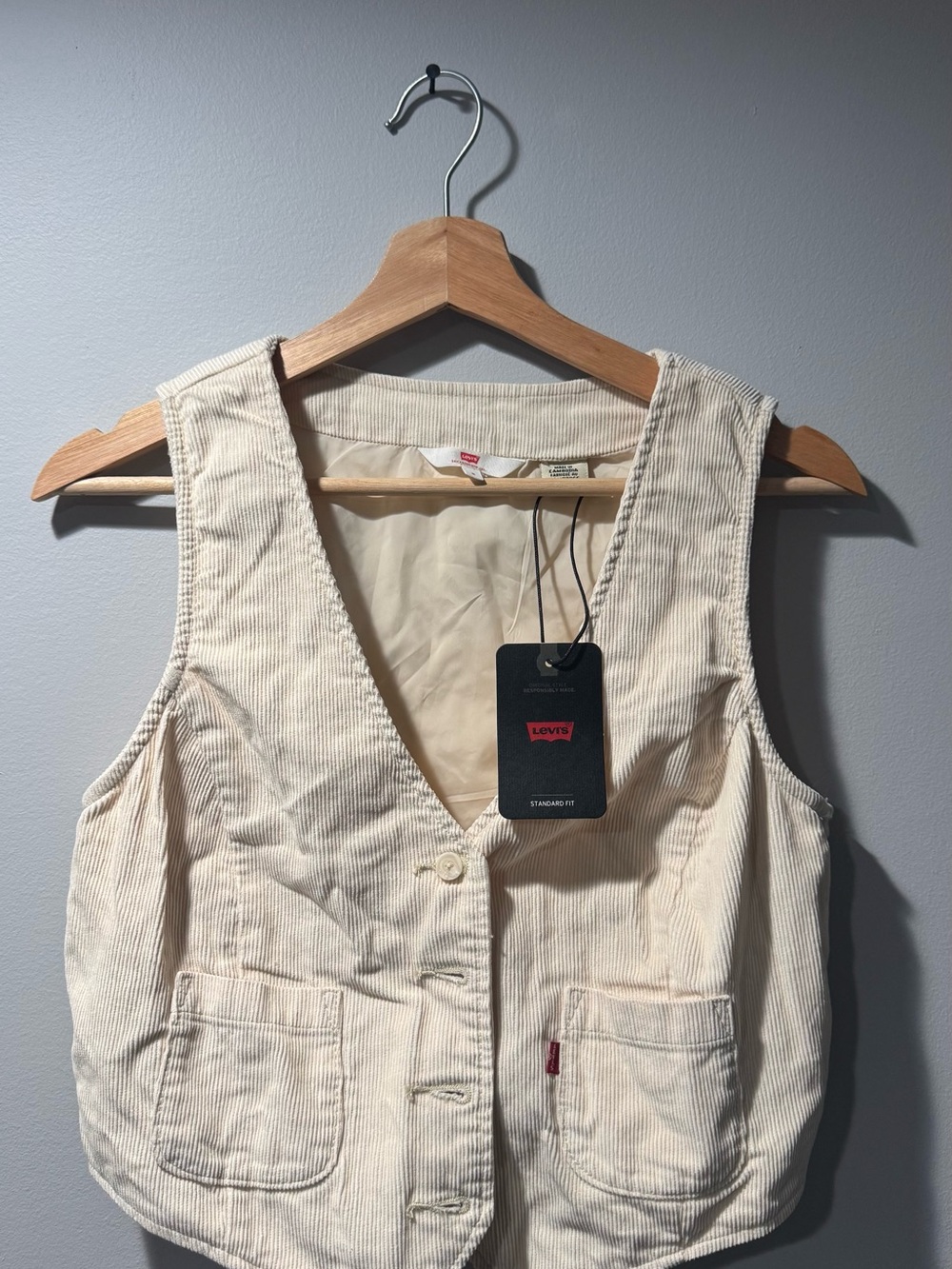 Levi's Cream Corduroy Button-Front Vest